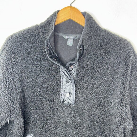Athleta Cozy Sherpa Snap Sweatshirt Size M Black - Picture 7 of 12